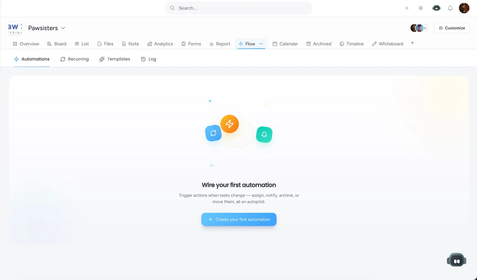 Taskeya connected revenue workflow automation builder for lead-to-payment handoffs, status changes, and alerts